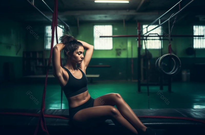 墨绿色健身房训练锻炼运动青年女性摄影拍摄,高清,摄影图,摄影图片,图片大全,摄影图免费下载